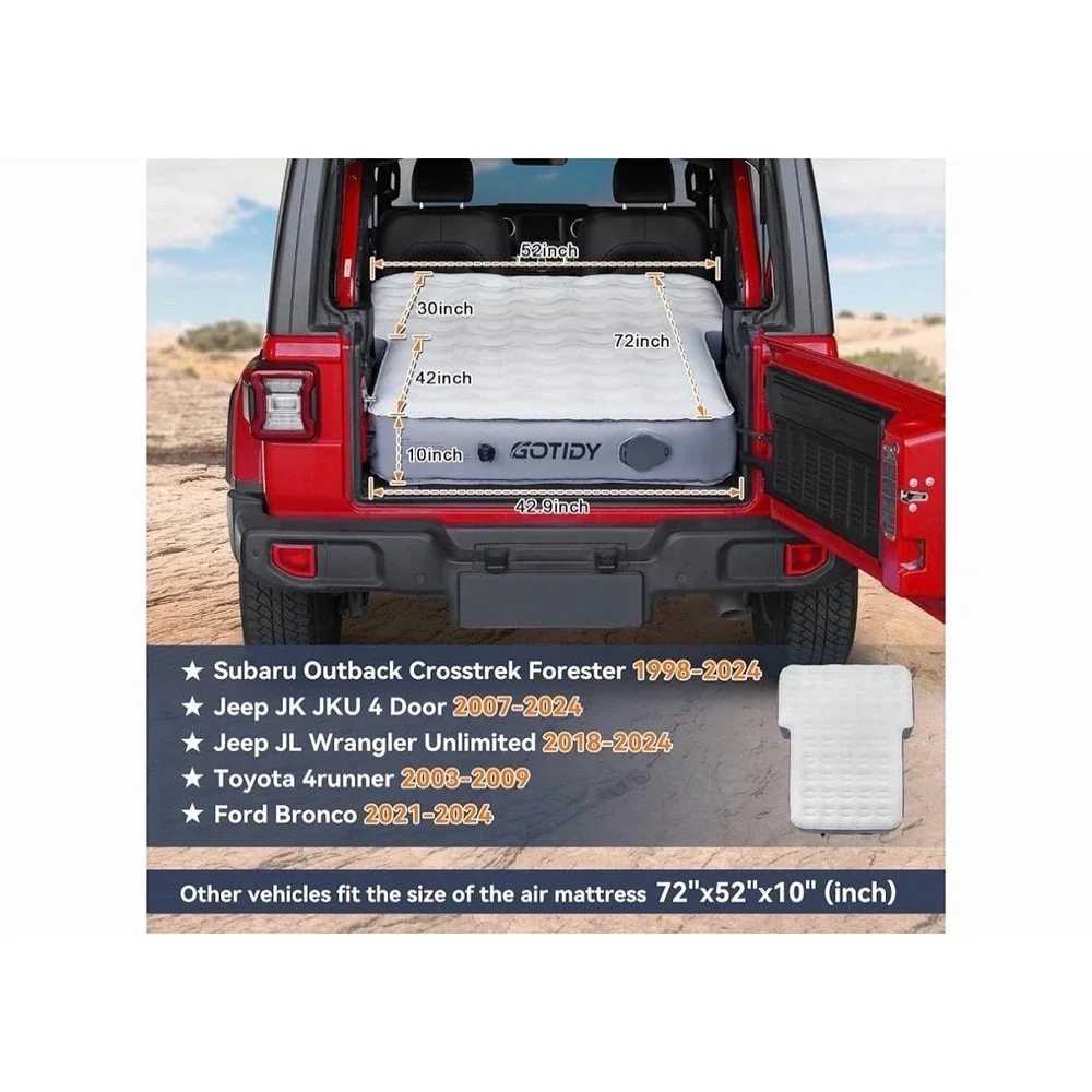 Jeep Mattress with Wireless Air Pump, 10Inch SUV Air Mattress Camping Bed for Je